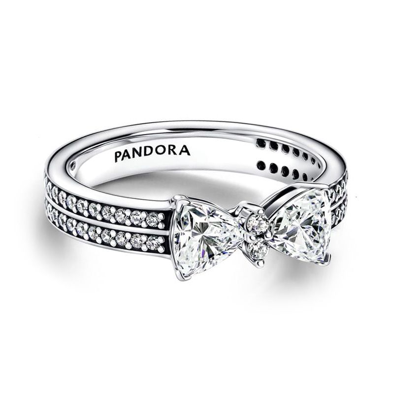 Bague femme pandora timeless double rang nœud scintillant 193552c01 - bagues-femmes - edora