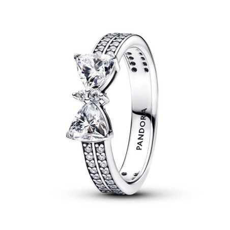 Bague femme pandora timeless double rang nœud scintillant 193552c01 – bagues femme