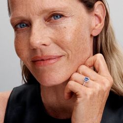 Bague femme pandora timeless halo bleu carré scintillant 193555c01 - bagues-femmes - edora - 1