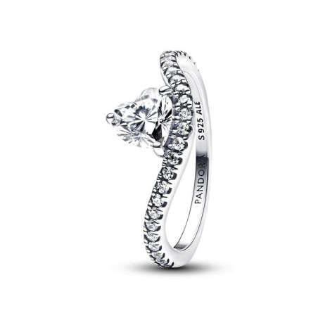 Bague femme pandora timeless cœur pavée ondulée 193661c01 – bagues femme