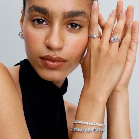 Bague femme pandora timeless cœur pavée ondulée 193661c01 – bagues femme