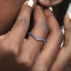 Bague femme pandora timeless bleue scintillante vœu 196316c02 - bagues-femmes - edora - 1