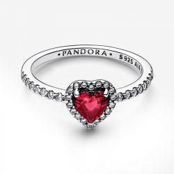 Bague femme pandora timeless cœur rouge surélevé 198421c02 - bagues-femmes - edora - 0