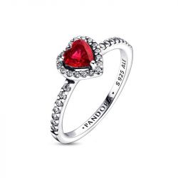 Bague femme pandora timeless cœur rouge surélevé 198421c02 - bagues-femmes - edora - 2