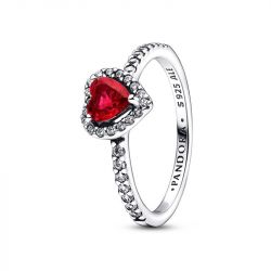 Bague femme pandora timeless cœur rouge surélevé 198421c02 - bagues-femmes - edora - 3