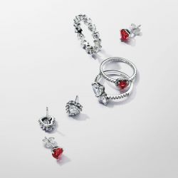 Bague femme pandora timeless cœur rouge surélevé 198421c02 - bagues-femmes - edora - 4