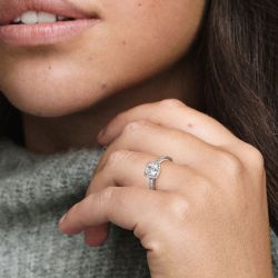 Bague femme pandora timeless halo scintillant carré 198863c01 - bagues-femmes - edora - 1