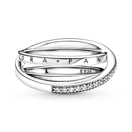 Bague femme pandora signature anneau triple pavé croisé 199057c01 – bagues femme