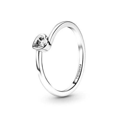 Bague femme pandora moments solitaire cœur incliné incolore 199267c02 – bagues femme