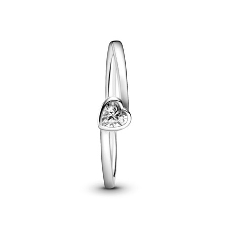Bague femme pandora moments solitaire cœur incliné incolore 199267c02 – bagues femme