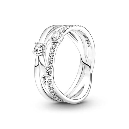 Bague femme pandora triple bande pierres 199400c01 – bagues femme