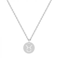 Collier zodiaque taureau edora acier argenté 432181 - colliers - edora - 0