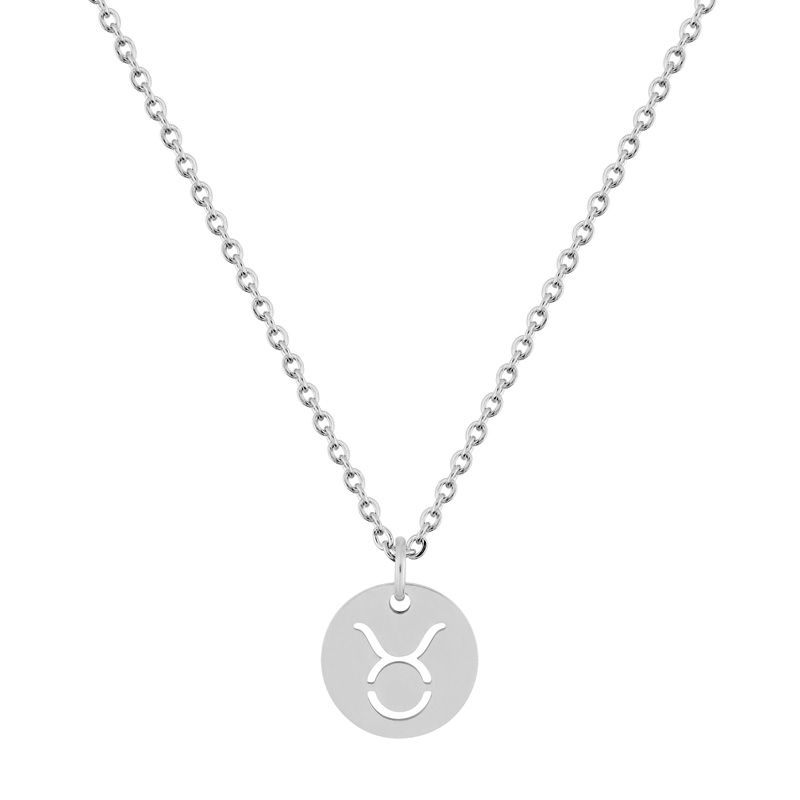 Collier zodiaque taureau edora acier argenté 432181 - colliers - edora