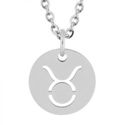Collier zodiaque taureau edora acier argenté 432181 - colliers - edora - 1