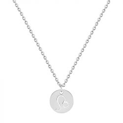 Collier zodiaque lion  edora acier argenté 432184 - colliers - edora - 0