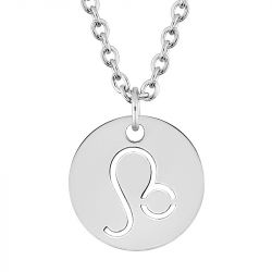 Collier zodiaque lion  edora acier argenté 432184 - colliers - edora - 1