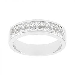 Bague femme alliance edora or 750/1000 blanc demi tour 2 rangs diamants edo35095go.750mill - alliances - edora - 0