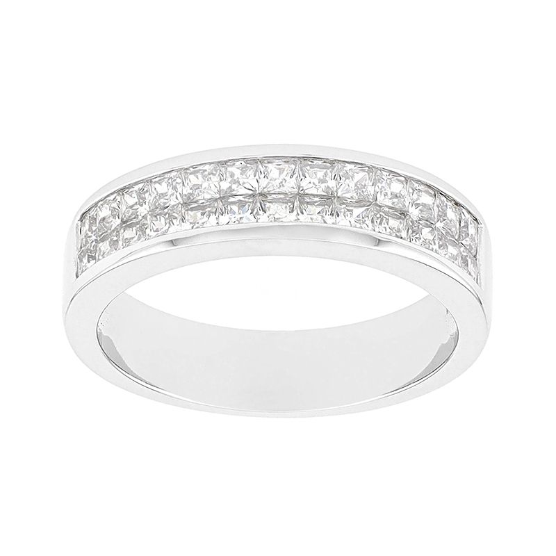 Bague femme alliance edora or 750/1000 blanc demi tour 2 rangs diamants edo35095go.750mill - alliances - edora