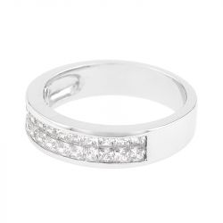 Bague femme alliance edora or 750/1000 blanc demi tour 2 rangs diamants edo35095go.750mill - alliances - edora - 1