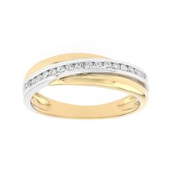 Bague femme alliance edora or 750/1000 bicolore croisée diamants edo35201bo.750mill - alliances - edora - 0