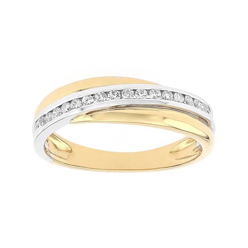 Bague femme alliance edora or 750/1000 bicolore croisée diamants edo35201bo.750mill - alliances - edora