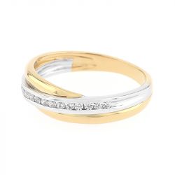Bague femme alliance edora or 750/1000 bicolore croisée diamants edo35201bo.750mill - alliances - edora - 1