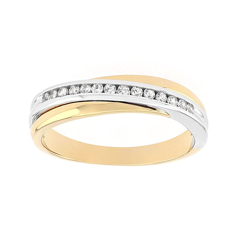 Bague femme alliance edora or 750/1000 bicolore croisée diamants edo35721bo.750mill - alliances - edora