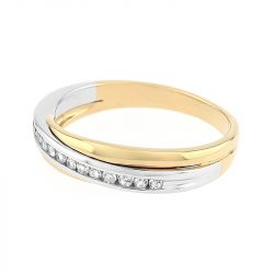 Bague femme alliance edora or 750/1000 bicolore croisée diamants edo35721bo.750mill - alliances - edora - 1