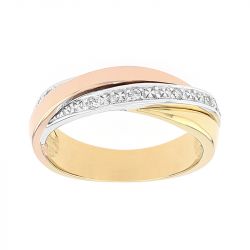 Bague femme alliance edora 3 ors 750/1000 croisée edo35757bo.750mill - alliances - edora - 0