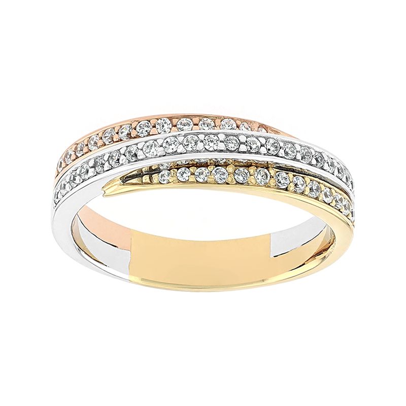 Bague femme alliance edora 3 ors 750/1000 croisée et diamants edo3r011tb2.750mil - alliances - edora