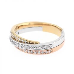 Bague femme alliance edora 3 ors 750/1000 croisée et diamants edo3r011tb2.750mil - alliances - edora - 1