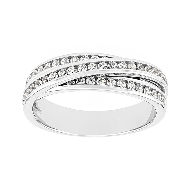 Bague femme alliance edora or 750/1000 blanc croisée et diamants edo3r016gb4.750mil - alliances - edora