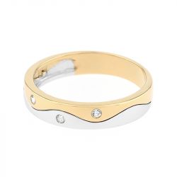 Bague femme alliance edora or 375/1000 bicolore et diamants edo95739bo.375mill - bagues - edora - 1
