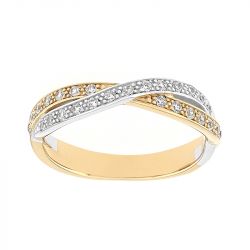 Bague femme alliance edora or 375/1000 bicolore croisée edo9r007xb4.375mil - bagues - edora - 0
