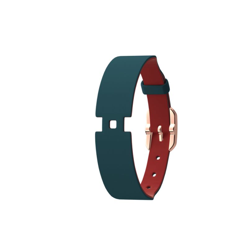 Bracelet de montre femme les georgettes simple tour 14mm cuir bleu pétrole/framboise boucle dorée rose 703405537m7000 - bracelets - edora