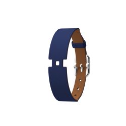 Bracelet de montre femme les georgettes cuir bleu denim/canyon, boucle argentée 703405513M5000