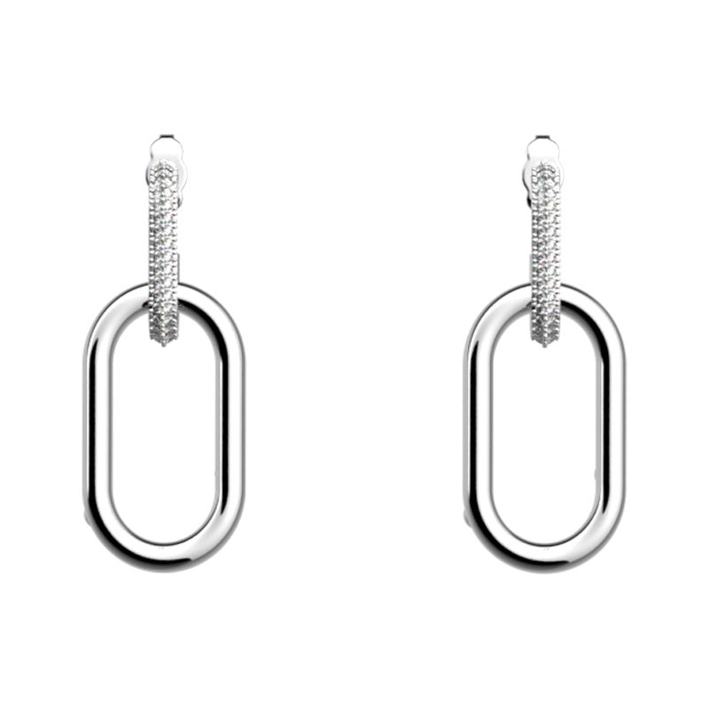 Boucles d'oreilles femme pendantes 25mm les georgettes chaîne argent oxydes de zirconium 70426061608000 - pendantes - edora