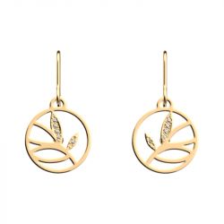 Boucles d'oreilles femme pendantes 16mm les georgettes arbre de vie doré oxydes de zirconium 70377781908000 - pendantes - edora - 1