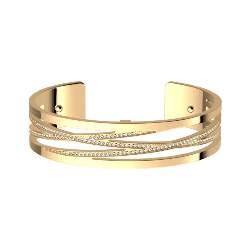Bracelet femme manchette 14mm les georgettes doré oxydes de zirconium 70305410108000 - manchettes - edora