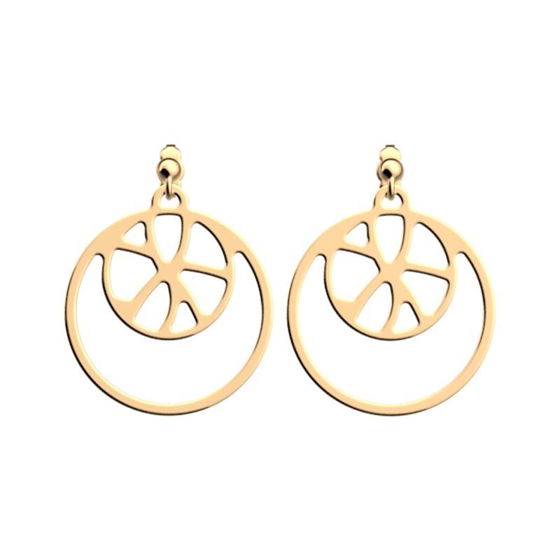 Boucles d'oreilles femme pendantes 16mm les georgettes nénuphar doré 70379181900000 - pendantes - edora