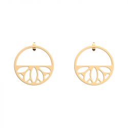 Boucles d'oreilles femme pendantes 30mm les georgettes doré lotus 70360971900000 - pendantes - edora - 1