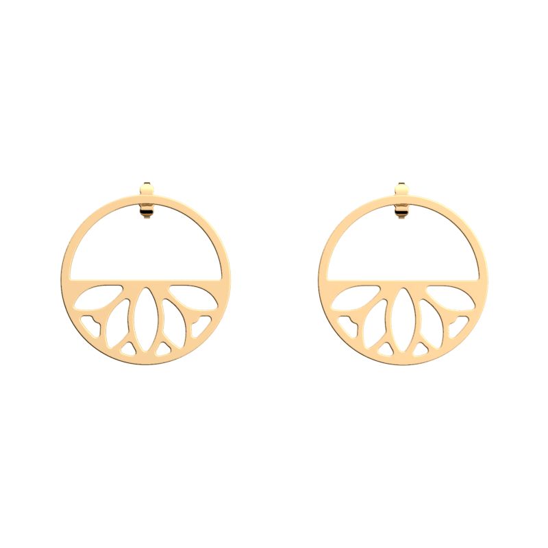Boucles d'oreilles femme pendantes 30mm les georgettes doré lotus 70360971900000 - pendantes - edora