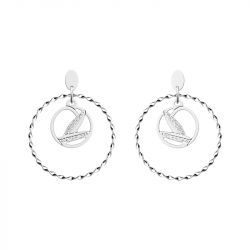 Boucles d'oreilles femme pendantes 16mm les georgettes rose des sables argent 70438451600000 - pendantes - edora - 1