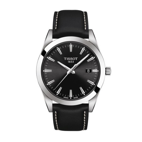 Montre homme chronographe gentleman quartz cadran noir bracelet cuir noirT1274101605100