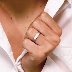 Bague mixte alliance edora or 750/1000 blanc ruban plat confort edo1252045 - bagues - edora - 1