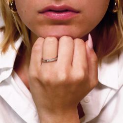 Bague mixte alliance edora or 750/1000 blanc ruban bombé confort edo1351255 - bagues - edora - 1