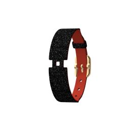 Bracelet de montre femme les georgettes simple tour 14mm paillettes noires/rouge boucle dorée 703405532CG000