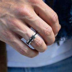 Bague homme rochet cabestan acier a238158 - bague argent & or homme, bague homme - - bagues-homme - edora - 1