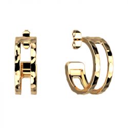 Boucles d'oreilles femme créole 8mm les georgettes pure martellee doré 70466321900000 - creoles - edora - 0