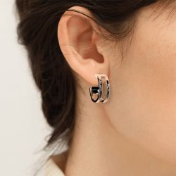 Boucles d'oreilles femme créole 8mm les georgettes pure martellee argent 70466321600000 - creoles - edora - 1